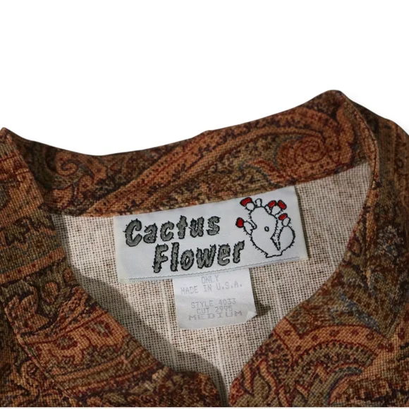 Brown Paisley Button-Up Vest - Picture 3 of 8